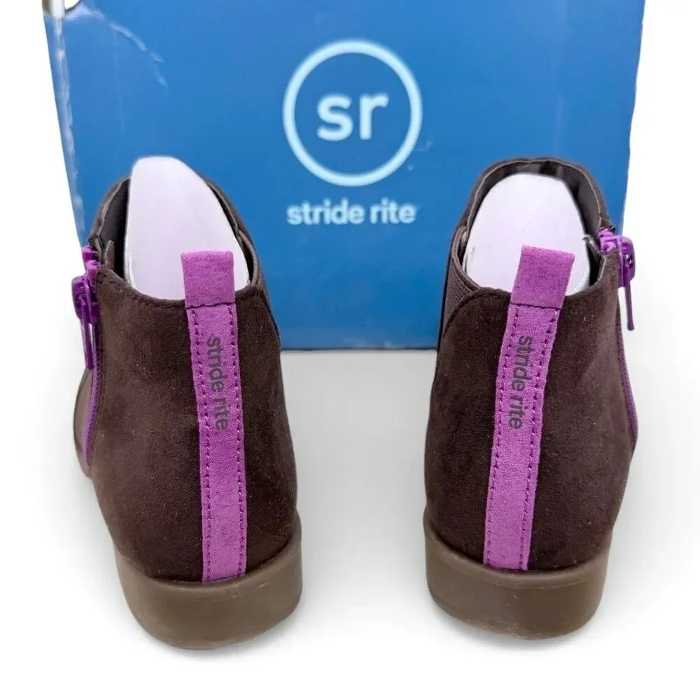 Stride Rite Lucy 2 Supportive Girls Ankle Boots Chocolate Brown Booties Size 11